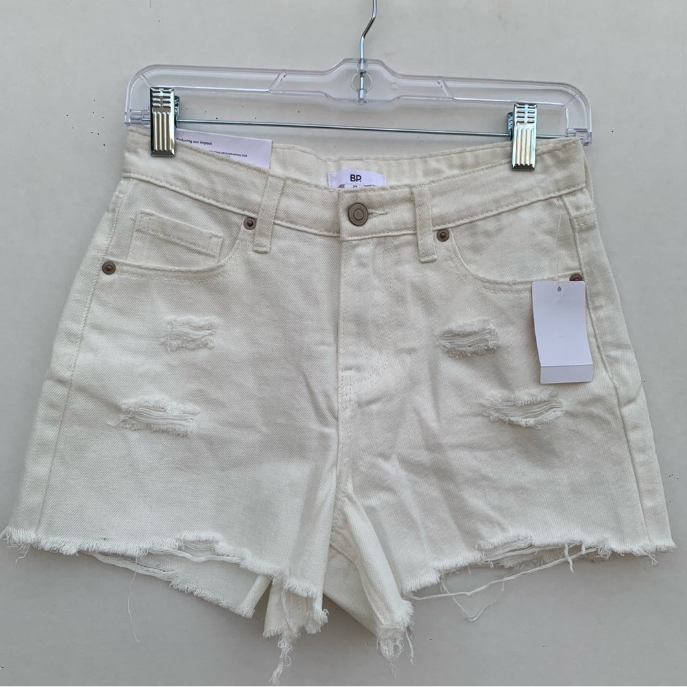 BP Distressed Jean Shorts High-Waisted Womens Size 25 white Destroy wash